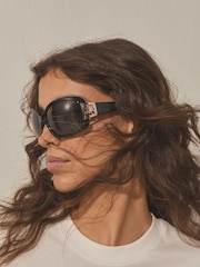 Schwarz - Wrap-Around-Sonnenbrille - Bild 1 von 6