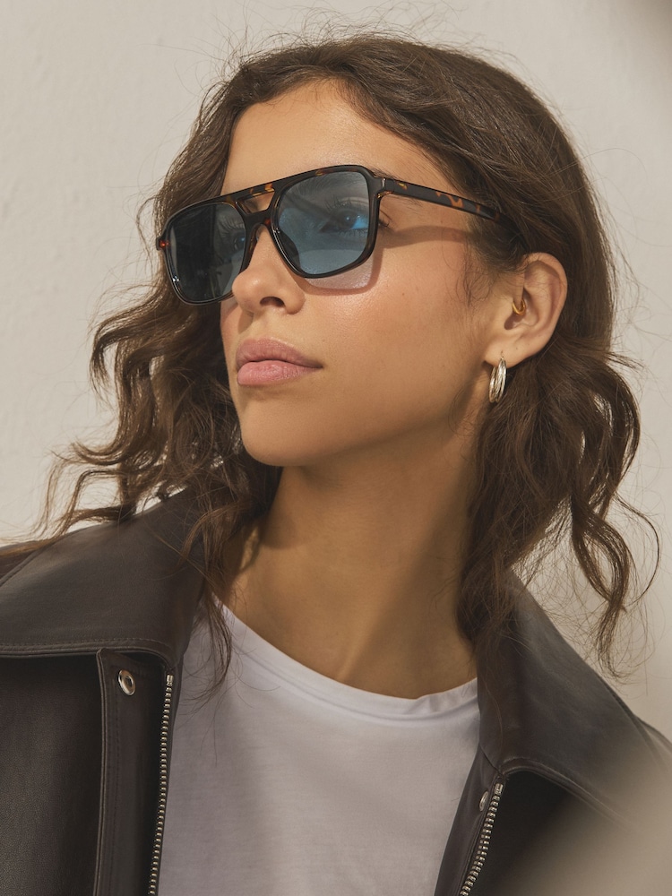 Tortoiseshell Blue - Sonnenbrille mit eckiger Form - Bild 2 von 8