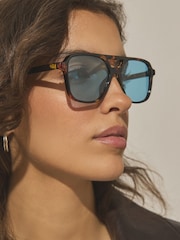 Tortoiseshell Blue - Sonnenbrille mit eckiger Form - Bild 4 von 8