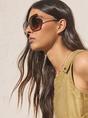 Tortoiseshell Brown Square Sunglasses - Image 2 of 6