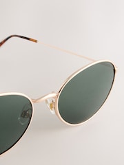 Khaki Green Round Metal Sunglasses - Image 3 of 3