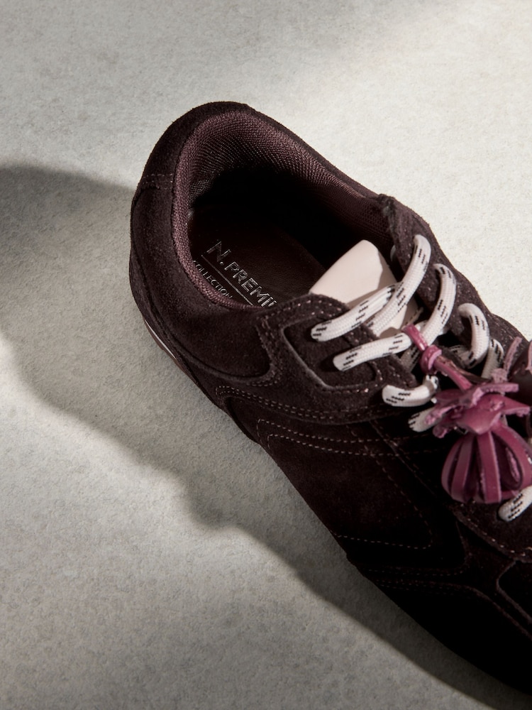 Chocolate Brown N.Premium Leather Slim Sole Charm Lace Up Trainers - Image 10 of 10 Chocolate Brown N.Premium Leather Slim Sole Charm Lace Up Trainers - Image 10 of 10