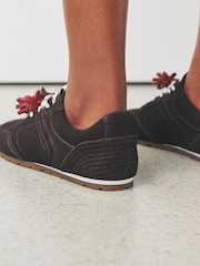 Chocolate Brown N.Premium Leather Slim Sole Charm Lace Up Trainers - Image 5 of 6