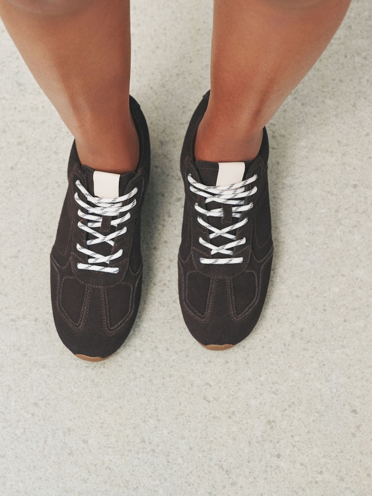 Chocolate Brown N.Premium Leather Slim Sole Charm Lace Up Trainers - Image 6 of 6 Chocolate Brown N.Premium Leather Slim Sole Charm Lace Up Trainers - Image 6 of 6