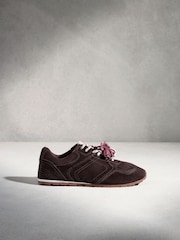 Chocolate Brown N.Premium Leather Slim Sole Charm Lace Up Trainers - Image 7 of 10
