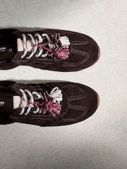 Chocolate Brown N.Premium Leather Slim Sole Charm Lace Up Trainers - Image 8 of 10