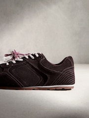 Chocolate Brown N.Premium Leather Slim Sole Charm Lace Up Trainers - Image 9 of 10