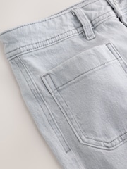Light Grey Patch Pocket Wide Leg Jeans - Image 8 of 9