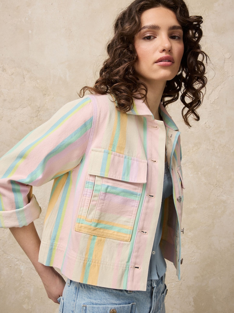 Pastellfarget stripete - Cotton 2 Pocket Jacket - Bilde 1 av 4