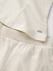 Neutral Stripe Cinched Waist Peplum Short Sleeve Pyjamas - Image 7 of 8
