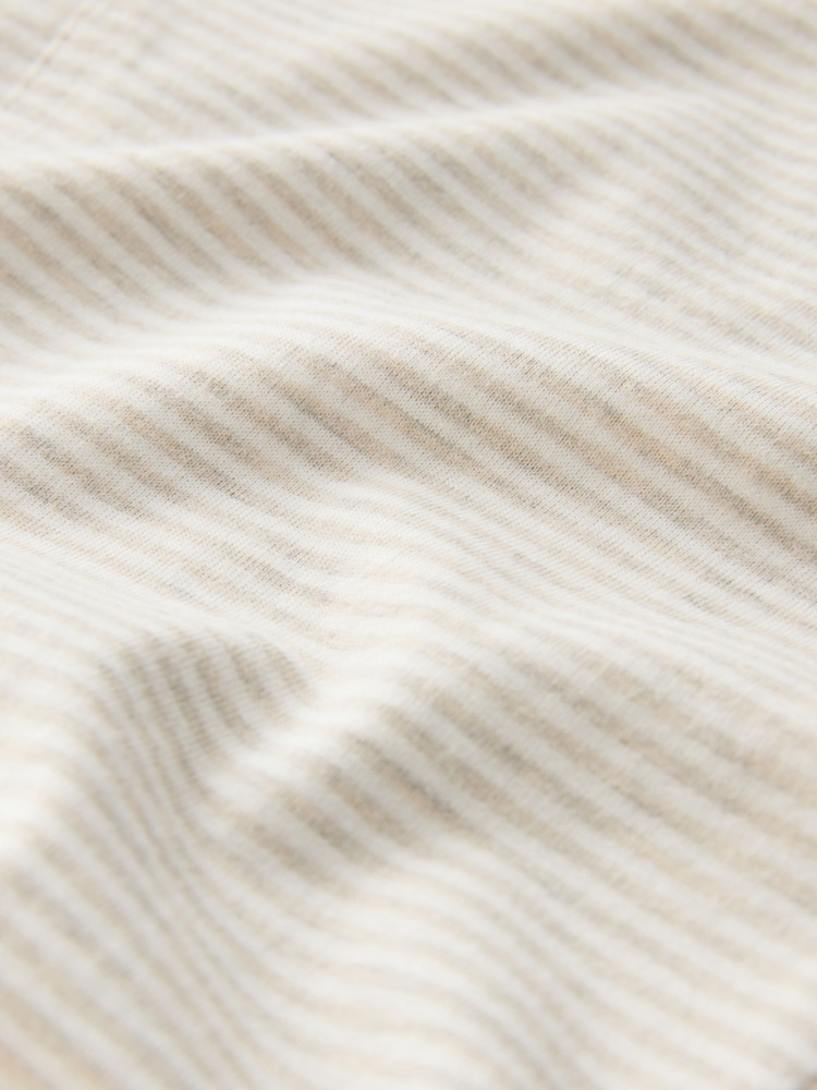 Neutral Stripe Cinched Waist Peplum Short Sleeve Pyjamas - Image 8 of 8