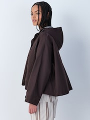 Chocolate Brown Waterproof Rain Coat with Magnetic Fastening - Image 1 of 13