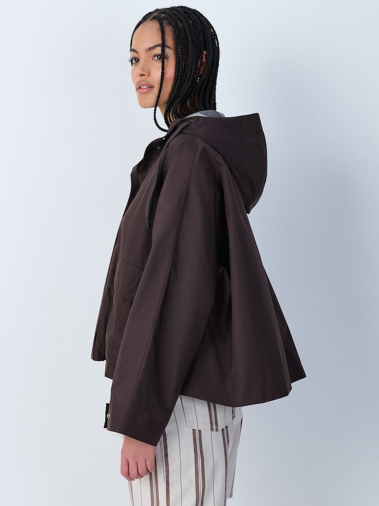 Chocolate Brown Waterproof Rain Coat with Magnetic Fastening - Image 1 of 13
