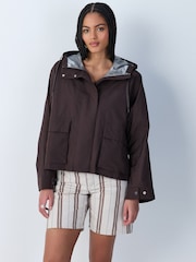 Chocolate Brown Waterproof Rain Coat with Magnetic Fastening - Image 2 of 13