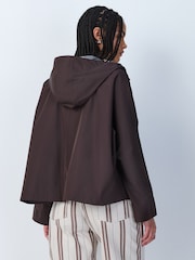 Chocolate Brown Waterproof Rain Coat with Magnetic Fastening - Image 5 of 13