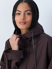 Chocolate Brown Waterproof Rain Coat with Magnetic Fastening - Image 6 of 13