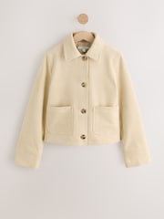 Yellow Faux Suede Button Through Dolly Coat - Image 1 of 4