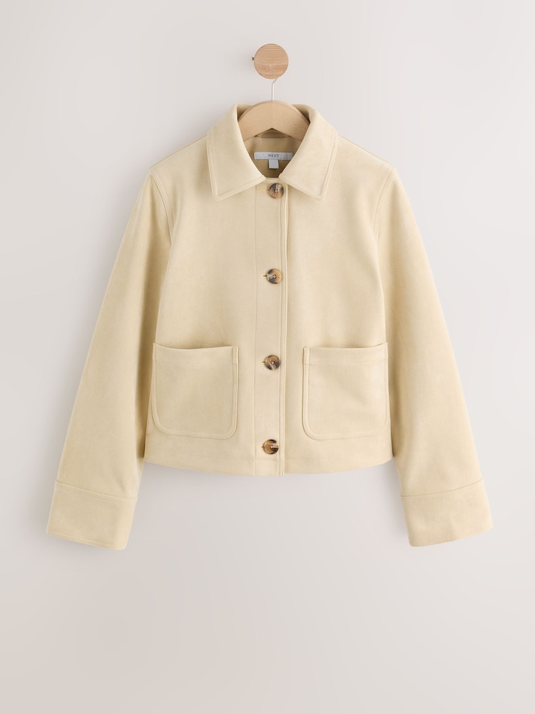 Yellow Faux Suede Button Through Dolly Coat - Image 1 of 4
