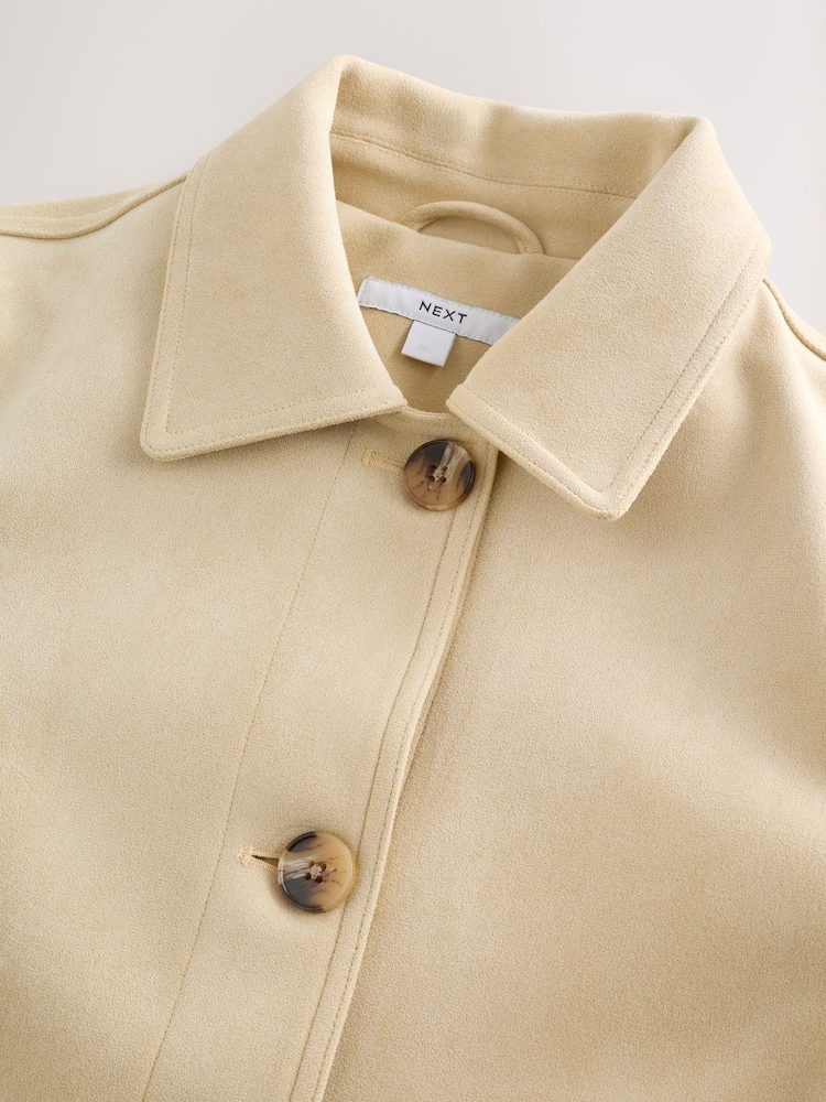 Yellow Faux Suede Button Through Dolly Coat - Image 2 of 4
