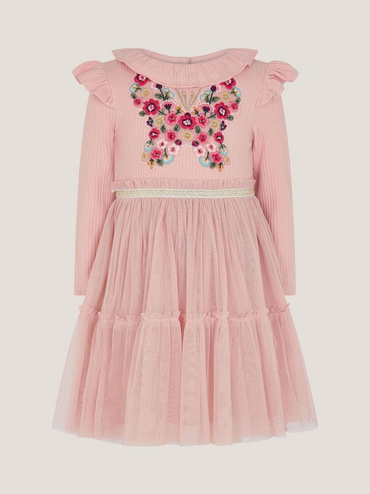 Monsoon Pink Baby Embroidered Butterfly Disco Dress - Image 1 of 3