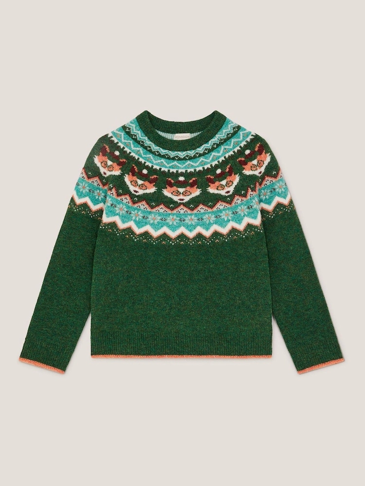 Monsoon Green Fox Fair Isle Jumper - Image 1 of 3