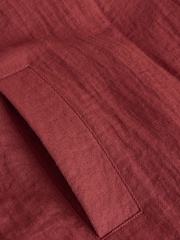 بني مائل للأحمر أحمر - Linen Look Funnel Neck Jacket - Image 8 of 8