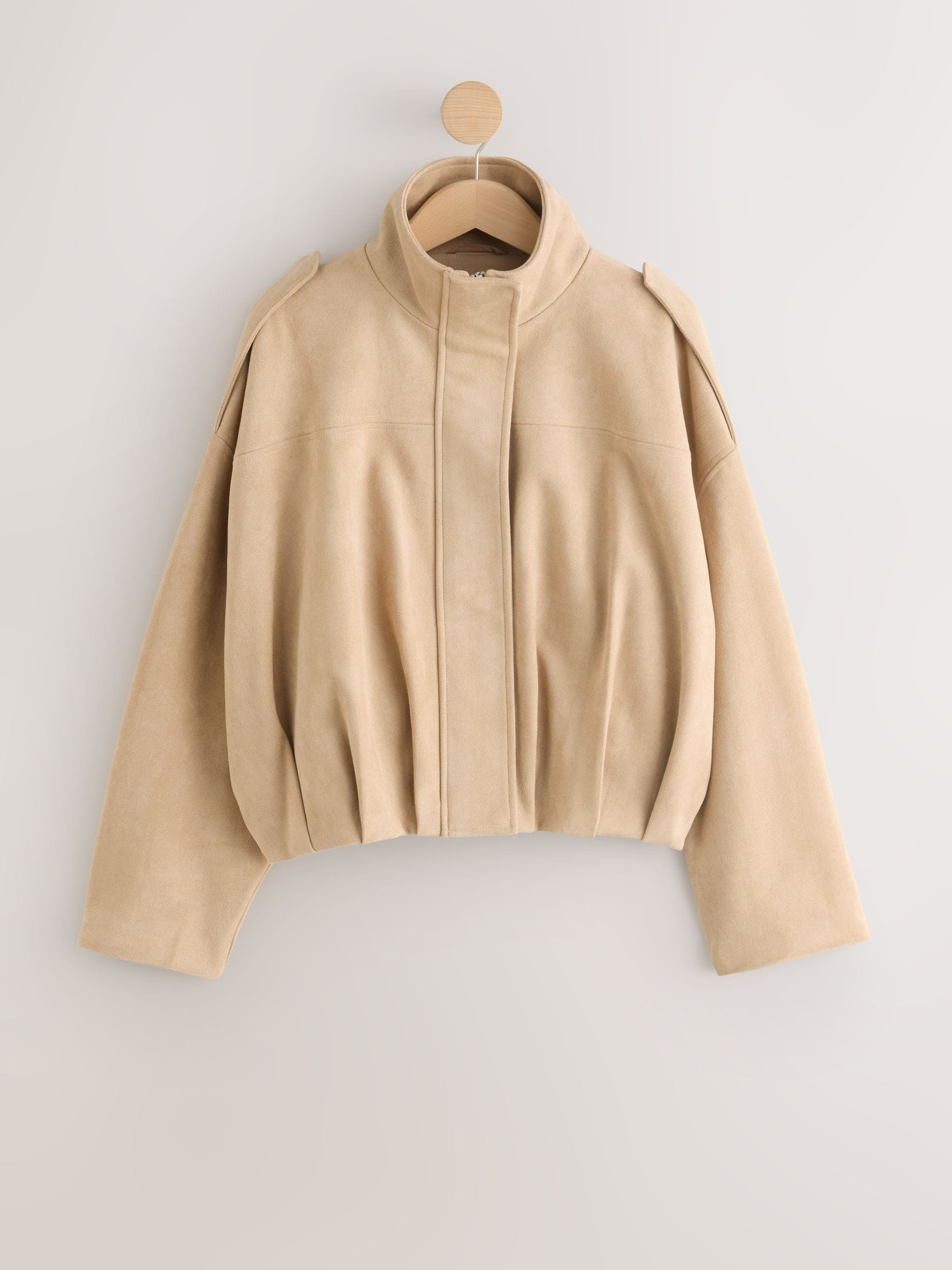 Buy Tan Brown Faux Suede Funnel Neck Bomber Jacket from Next USA