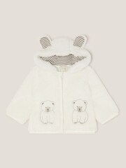 Monsoon White Baby Polar Bear Fleece Hoodie - Image 1 of 3