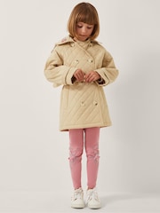Monsoon Cream Embroidered Quilted Trench Coat - Image 1 of 1