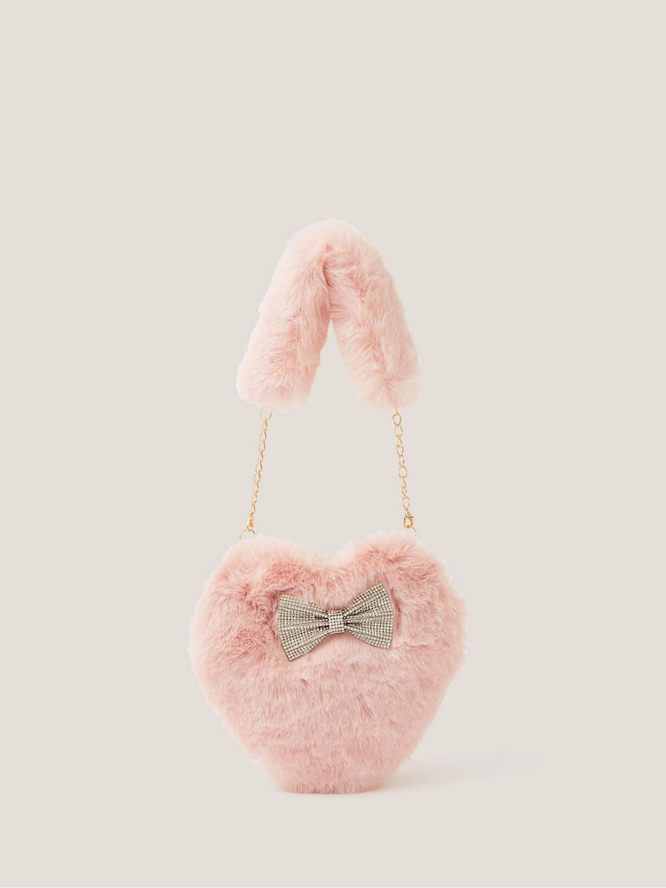 Monsoon Pink Fluffy Heart Bag - Image 1 of 3