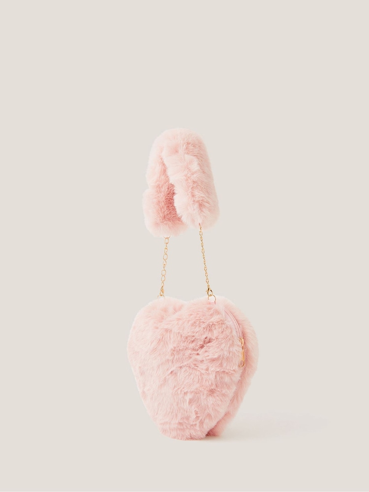 Monsoon Pink Fluffy Heart Bag - Image 2 of 3
