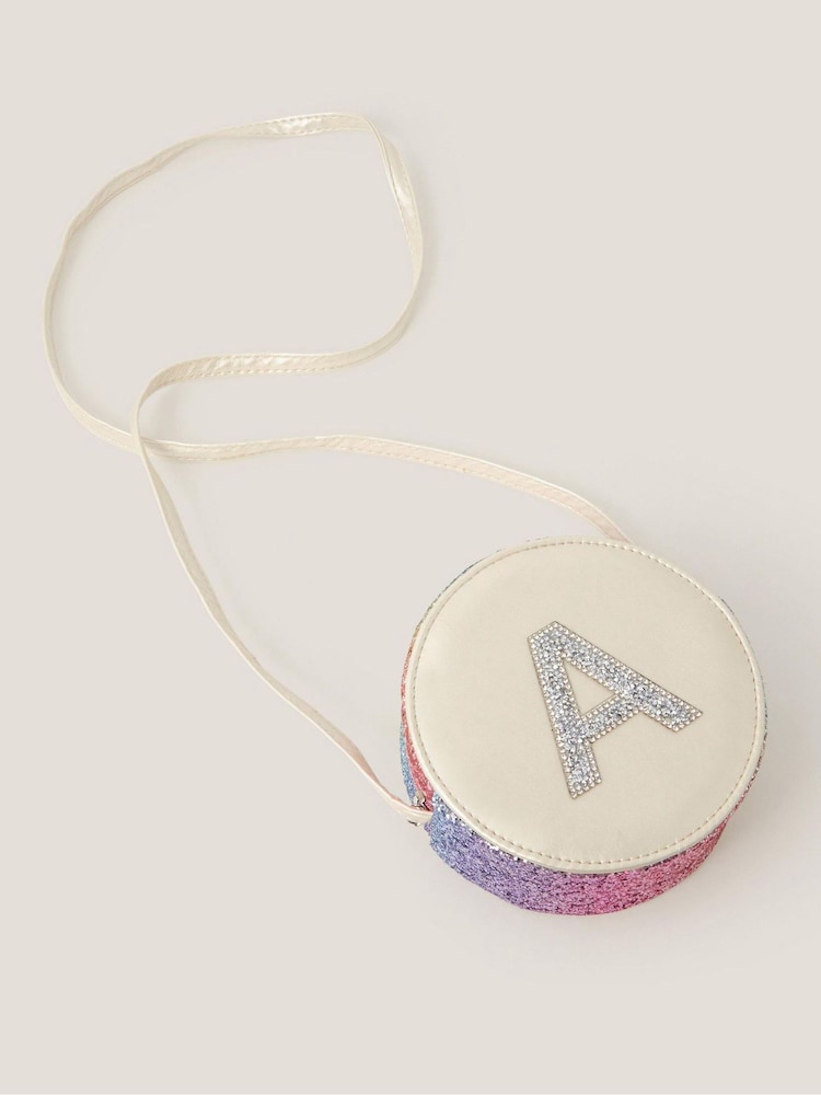 Monsoon White Round Glittery Initial L Bag - Image 3 of 3