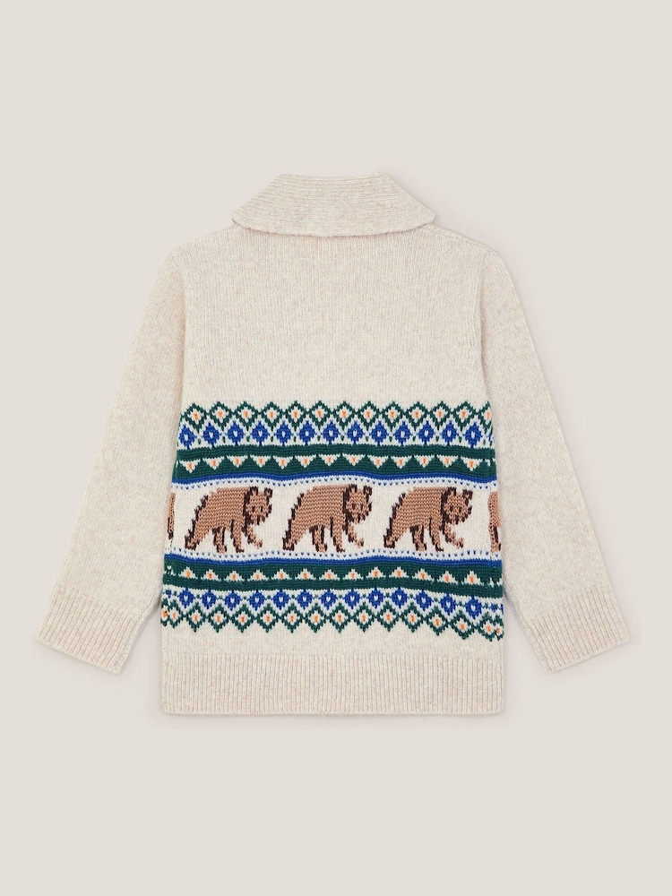 Monsoon Cream Bear Fair Isle Cardigan - Image 2 of 3 Monsoon Cream Bear Fair Isle Cardigan - Image 2 of 3