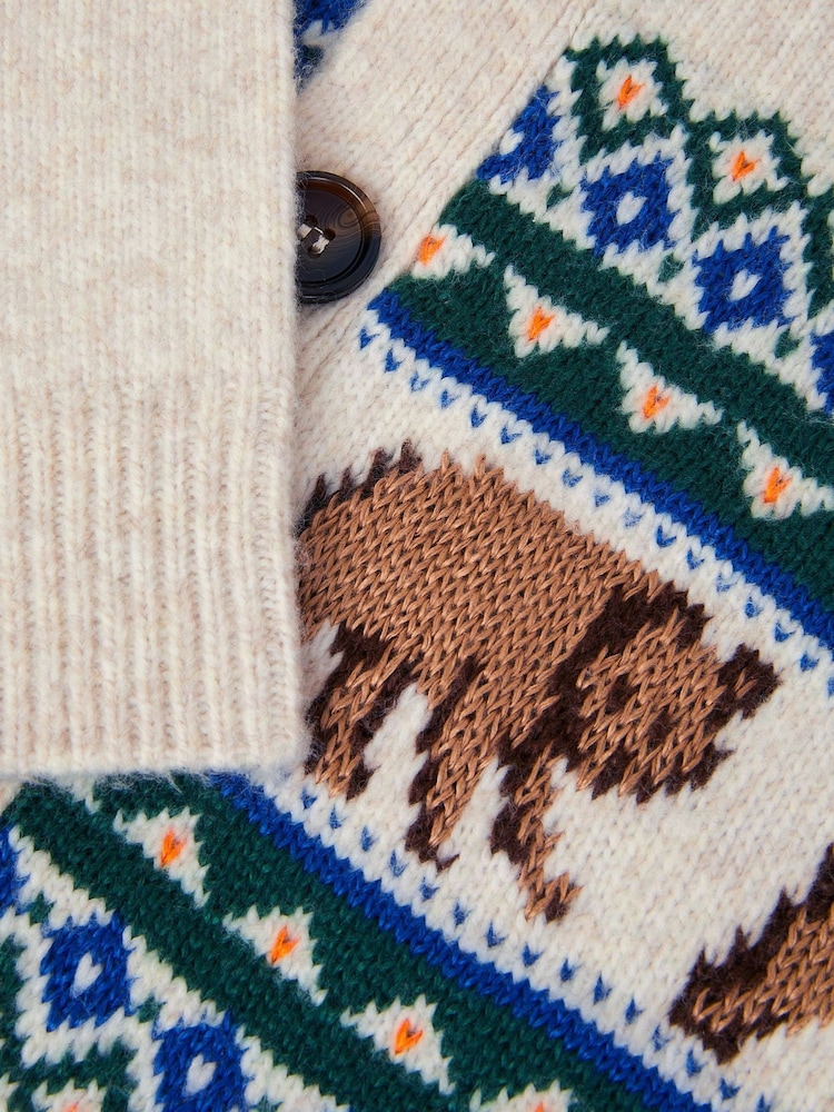 Monsoon Cream Bear Fair Isle Cardigan - Image 3 of 3 Monsoon Cream Bear Fair Isle Cardigan - Image 3 of 3