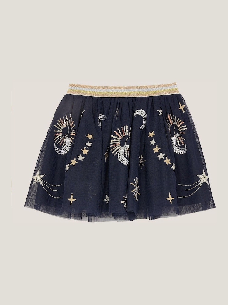 Monsoon Blue Cosmic Embellished Mesh Skirt - Image 1 of 3