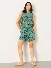 FatFace Anna Batik Teal Tropical Longline Shorts - Image 4 of 6