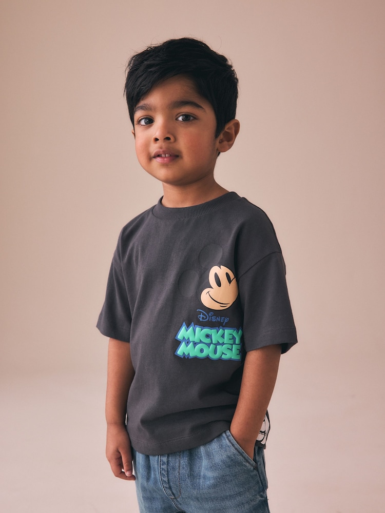 Dark Grey Mickey Mouse Short Sleeve T-Shirt (3mths-8yrs) - Image 1 of 4