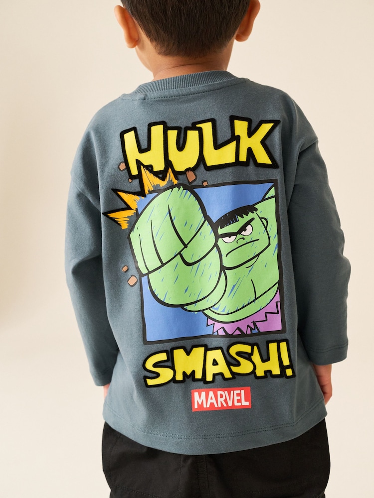 Charcoal Grey Long Sleeve Marvel T-Shirt (6mths-8yrs) - Image 1 of 3