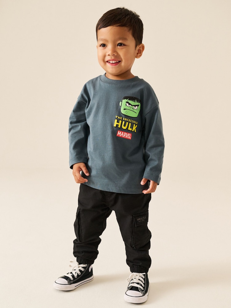 Charcoal Grey Long Sleeve Marvel T-Shirt (6mths-8yrs) - Image 2 of 3