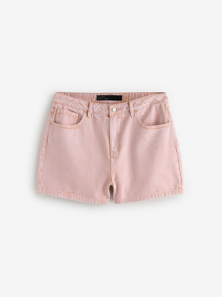 Peach Pink High Waisted Denim Shorts - Image 1 of 1