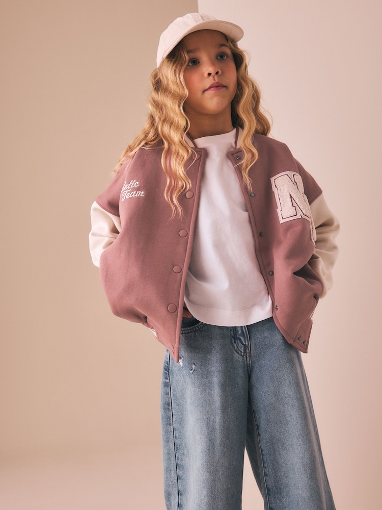 Brown/Cream Varsity Embroidered Jacket (3-16yrs) - Image 2 of 9