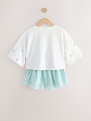 White Floral/Blue - Комплект футболки та фактурних шортів (3-16років) - Image 2 of 6