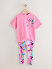 Pink Floral Unicorn T-Shirt and Leggings Set (3-16yrs) - Image 6 of 9