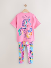 Pink Floral Unicorn T-Shirt and Leggings Set (3-16yrs) - Image 7 of 9