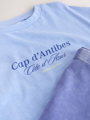 Blue Slogan T-Shirt and Cycle Shorts Set (3-16yrs) - Image 5 of 6