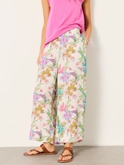 FatFace Eliza Tropical Placement Wide Leg Cropped Trouser - Image 1 of 6