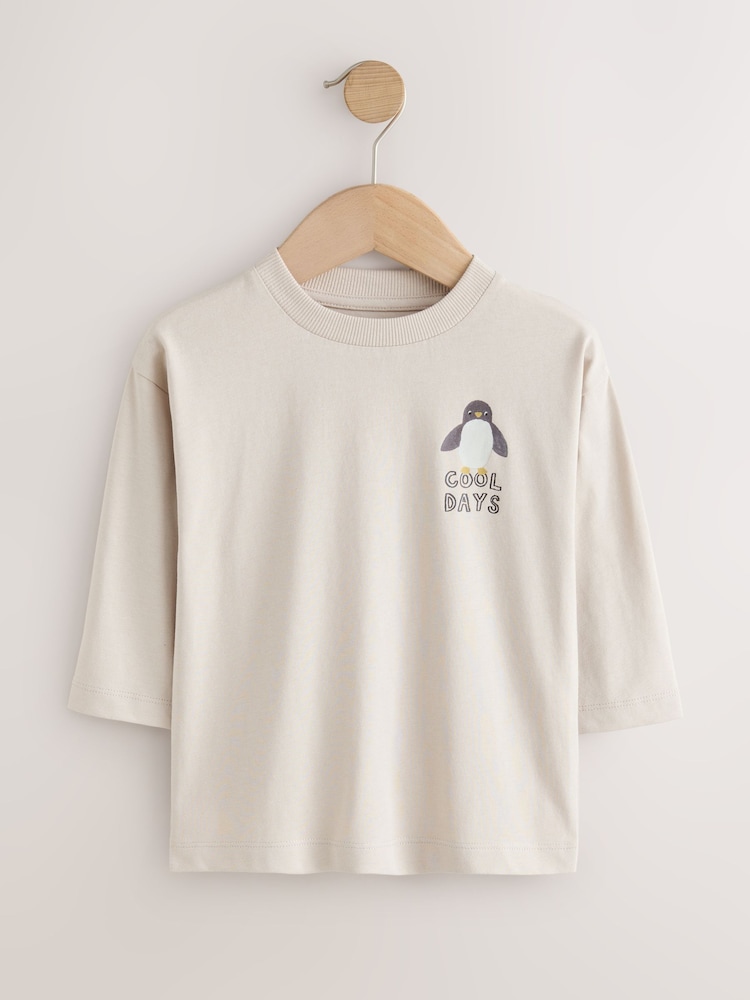 Stone Sea Animals Long Sleeve Back Print T-Shirt (3mths-8yrs) - Image 1 of 1