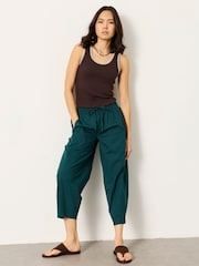 FatFace Teal Blue River Poplin Tapered Trousers - Image 3 of 6