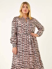 Roman Pink Curve Animal Print Midi Dress - Image 1 of 5