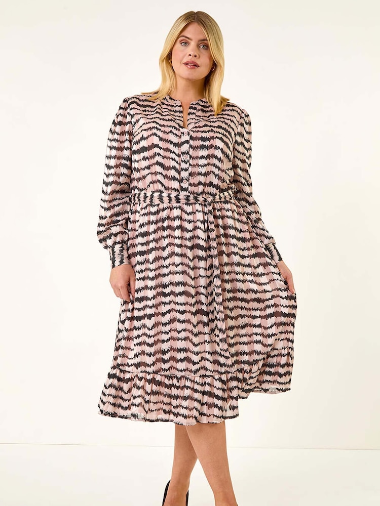 Roman Pink Curve Animal Print Midi Dress - Image 2 of 5